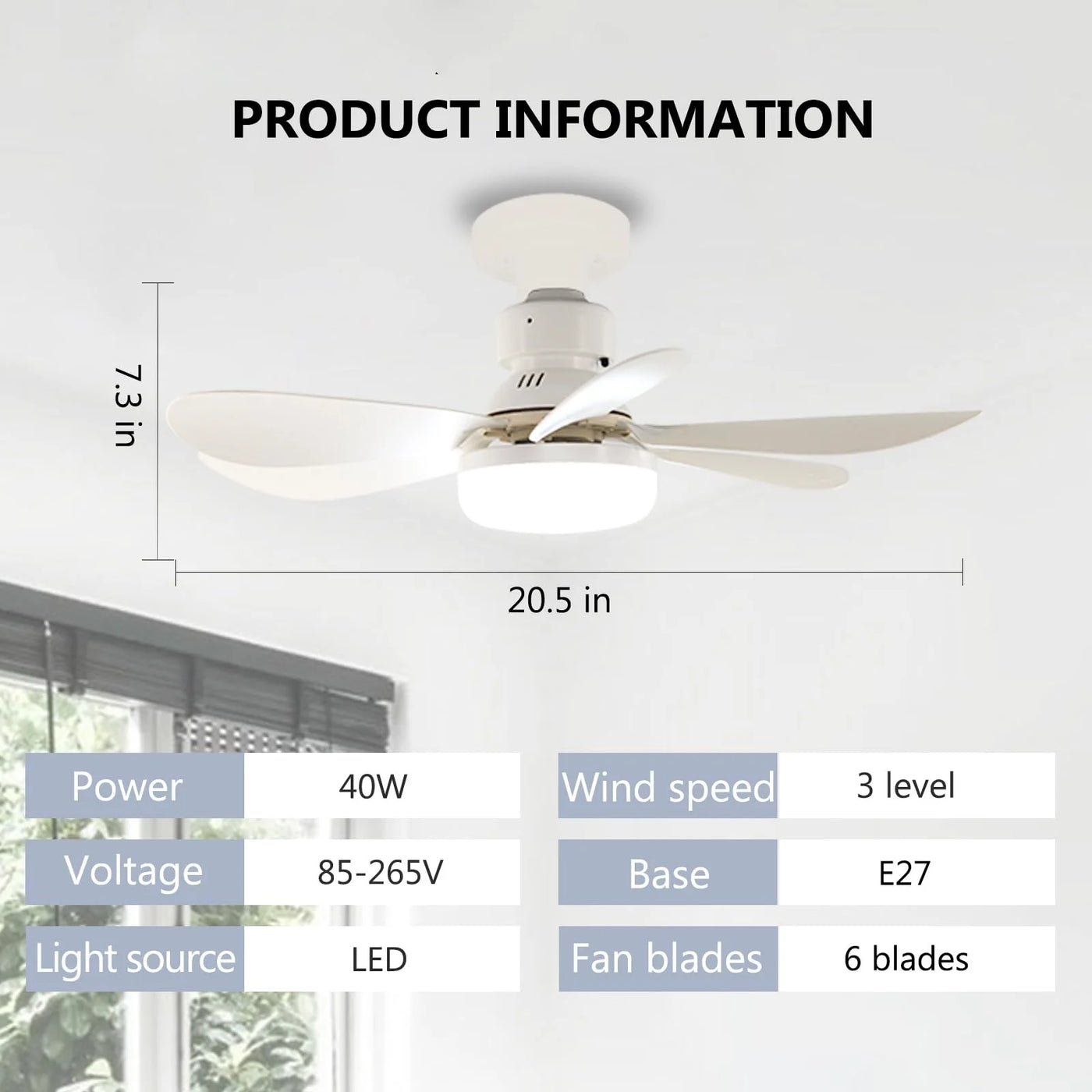 מאוורר תקרה מנורה חיבור הברגה 40W